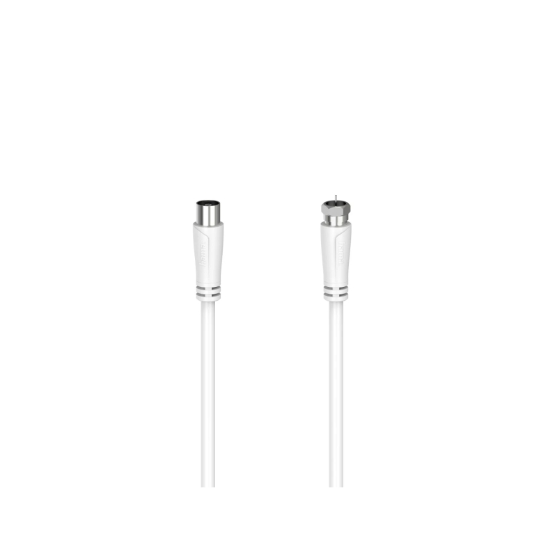Câble d'antenne coaxial Hama Essential - Longueur 1,5 m - Connecteur femelle coaxial - Connecteur mâle F - Double blindage - Bli