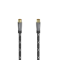 Câble coaxial d'antenne Hama Prime mâle/femelle - Longueur : 1,5 m - Connecteurs plaqués or - Blindage : 120 dB - Impédance : 75
