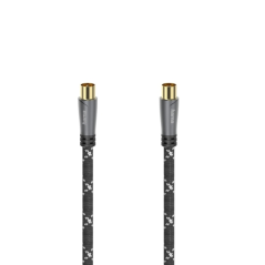 Câble coaxial d'antenne Hama Prime mâle/femelle - Longueur : 3 m - Bornes plaquées or - Blindage : 120 dB - Impédance : 75 ohms