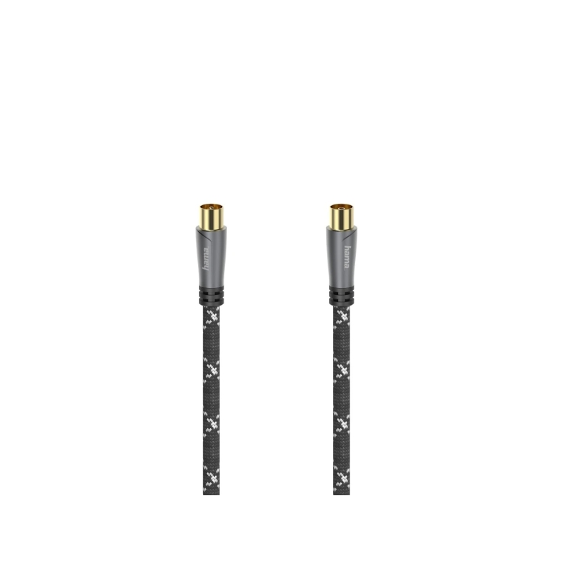 Câble coaxial d'antenne Hama Prime mâle/femelle - Longueur : 3 m - Bornes plaquées or - Blindage : 120 dB - Impédance : 75 ohms