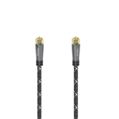 Câble d'antenne coaxial Hama Prime - Longueur 1,5 m - Bornes plaquées or - Connecteur F mâle - Blindage 120 dB - Impédance 75 oh