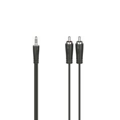Câble audio Hama Essential - 2 prises RCA mâles - Prise jack 3,5 mm mâle - Longueur 75 cm - Stéréo - Noir