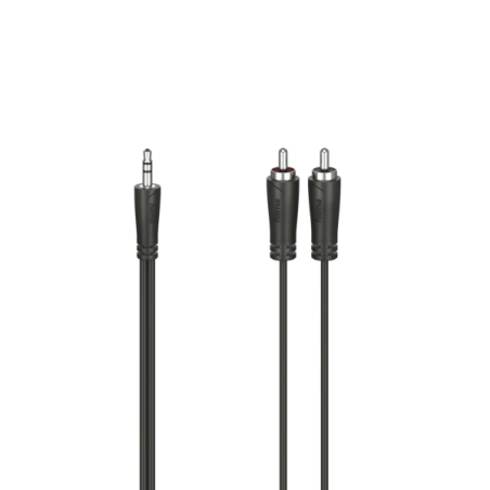 Câble audio Hama Essential - 2 prises RCA mâles - Prise jack 3,5 mm mâle - Longueur 75 cm - Stéréo - Noir