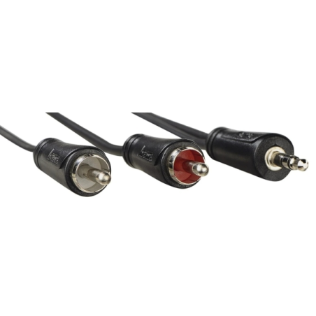 Câble audio Hama Essential - 2 prises RCA mâles - Prise jack 3,5 mm mâle - Longueur 75 cm - Stéréo - Noir