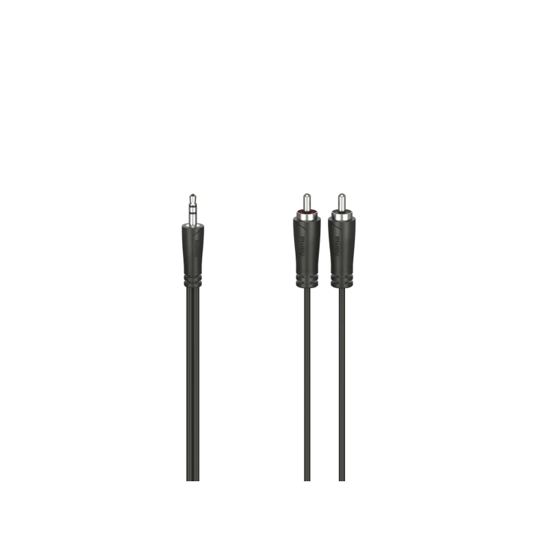 Câble audio Hama Essential - 2 prises RCA mâles - Prise jack 3,5 mm mâle - Longueur 1,5 m - Stéréo - Noir