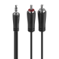 Câble audio Hama Essential - 2 prises RCA mâles - Prise jack 3,5 mm mâle - Longueur 1,5 m - Stéréo - Noir