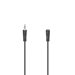 Câble d'extension audio Hama Essential - Longueur : 3 m - Stéréo - Prise jack mâle 3,5 mm - Prise jack femelle 3,5 mm - Noir