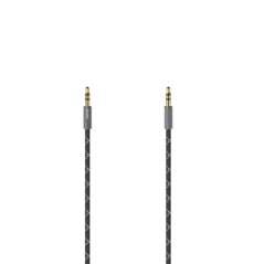 Câble audio Hama Prime - Jack mâle 3,5 mm - Longueur 0,75 m - Contacts plaqués or - Stéréo - Noir et gris