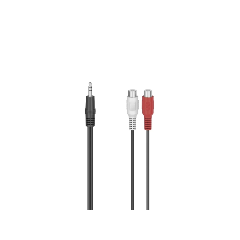 Câble audio Hama Essential - 2 prises RCA femelles - Prise jack 3,5 mm mâle - Longueur 10 cm - Stéréo - Noir