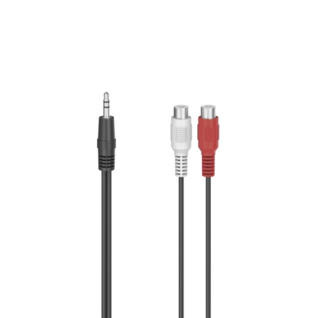 Câble audio Hama Essential - 2 prises RCA femelles - Prise jack 3,5 mm mâle - Longueur 10 cm - Stéréo - Noir