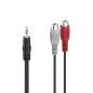 Câble audio Hama Essential - 2 prises RCA femelles - Prise jack 3,5 mm mâle - Longueur 10 cm - Stéréo - Noir