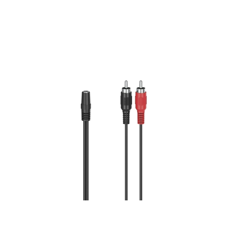Câble audio Hama Essential - 2 prises RCA mâles - Prise jack 3,5 mm femelle - Longueur 12 cm - Stéréo - Noir