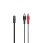 Câble audio Hama Essential - 2 prises RCA mâles - Prise jack 3,5 mm femelle - Longueur 12 cm - Stéréo - Noir