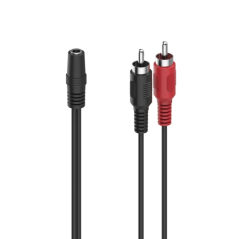 Câble audio Hama Essential - 2 prises RCA mâles - Prise jack 3,5 mm femelle - Longueur 12 cm - Stéréo - Noir