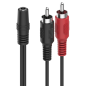 Câble audio Hama Essential - 2 prises RCA mâles - Prise jack 3,5 mm femelle - Longueur 12 cm - Stéréo - Noir