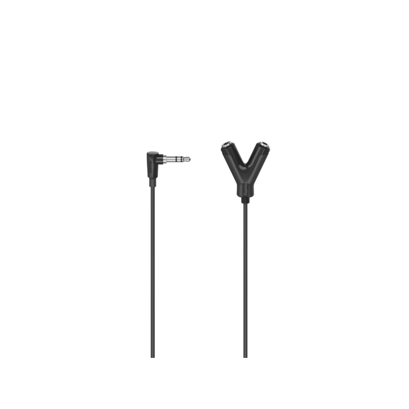 Câble audio Hama Essential - 2 prises jack femelles 3,5 mm - 1 prise jack mâle 3,5 mm - Longueur : 12 cm - Noir