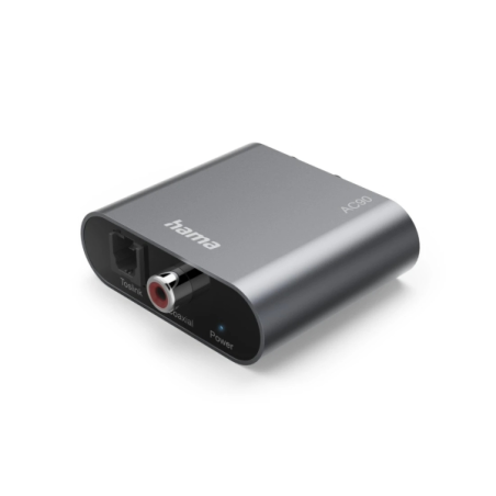 Convertisseur audio numérique-analogique Hama AC90 - 5 V - Câble de 1 m - RCA - Fibre optique - 4,91 x 5,738 x 1,68 cm - Couleur