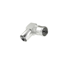 Adaptateur coaxial coudé Hama Essential à 90° - Connecteurs coaxial femelle et mâle - Argent