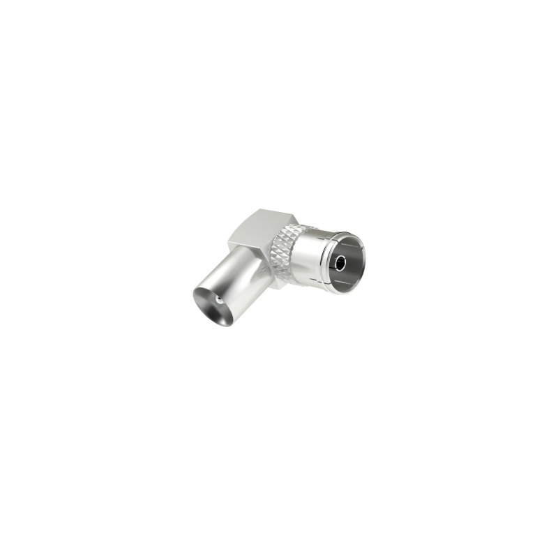 Adaptateur coaxial coudé Hama Essential à 90° - Connecteurs coaxial femelle et mâle - Argent