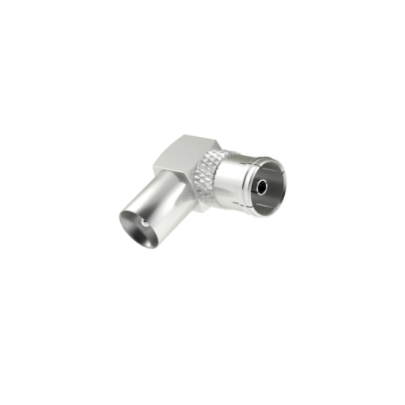 Adaptateur coaxial coudé Hama Essential à 90° - Connecteurs coaxial femelle et mâle - Argent