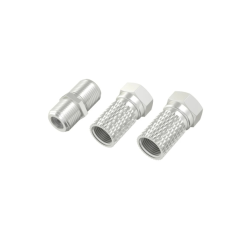 Kit adaptateur Hama Essential pour câble d'antenne - 2 connecteurs F femelles - Adaptateur connecteur F mâle-mâle - Argent
