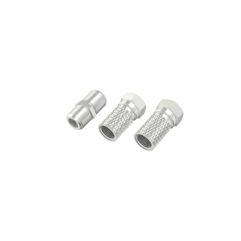 Kit adaptateur Hama Essential pour câble d'antenne - 2 connecteurs F femelles - Adaptateur connecteur F mâle-mâle - Argent