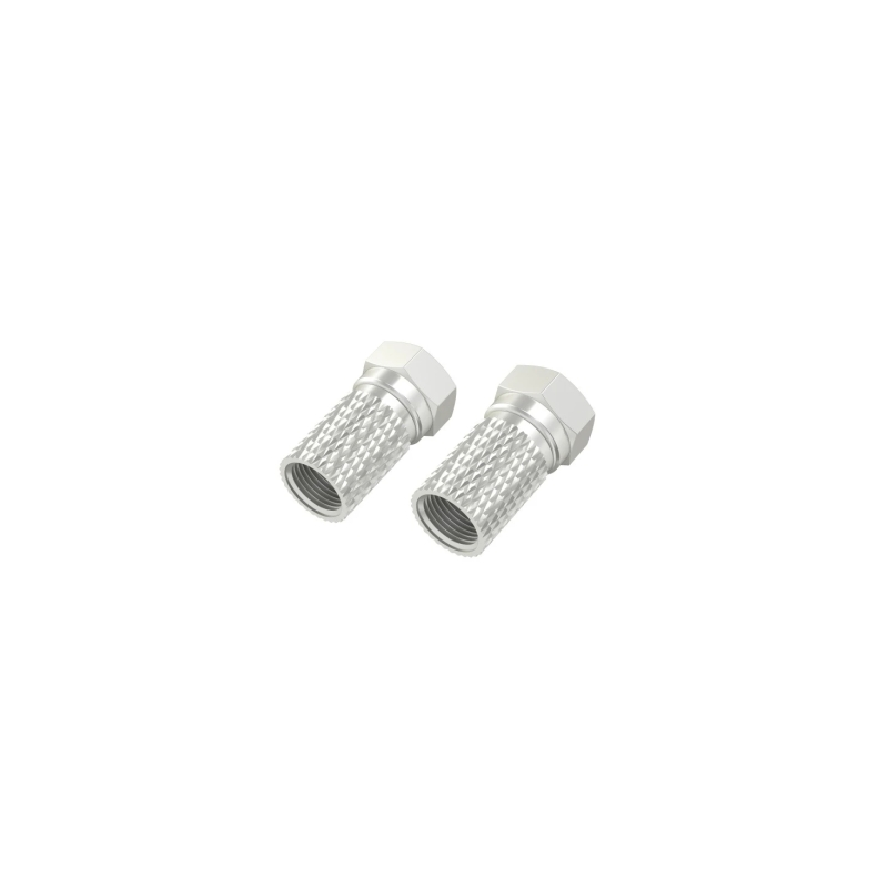 Hama Essential Lot de 2 connecteurs mâles F - Câbles jusqu'à 5,5 mm - Fixation par vis - Couleur argent