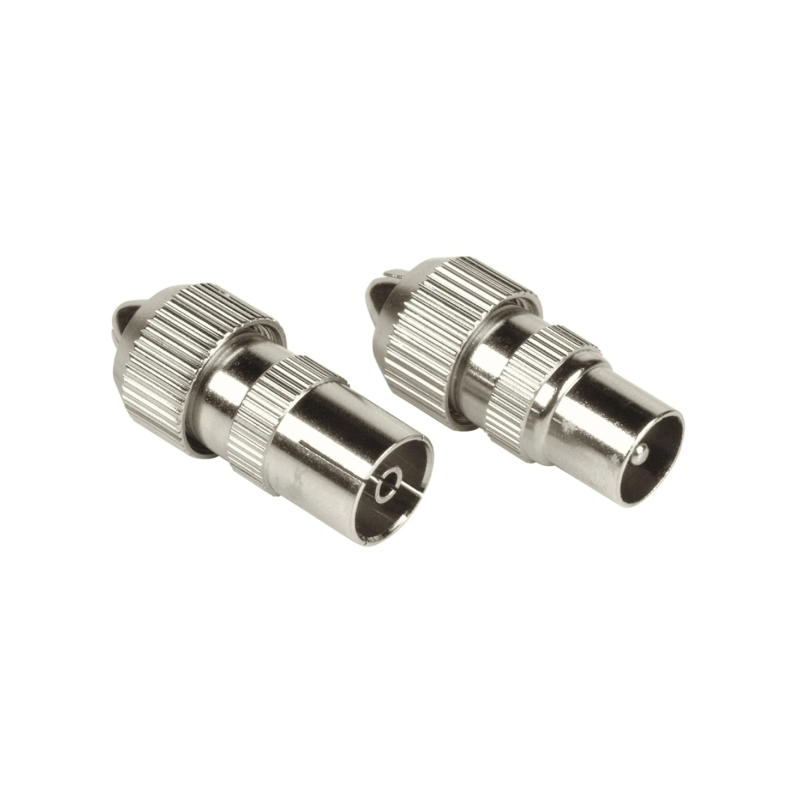 Kit de connecteurs coaxiaux Hama Essential - Mâle et femelle - Convient aux câbles de 5 à 7 mm² - Fixation par vis - Couleur arg