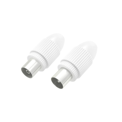 Kit de connecteurs coaxiaux Hama Essential - Mâle et femelle - Convient aux câbles de 5 à 7 mm² - Fixation par clip - Blanc