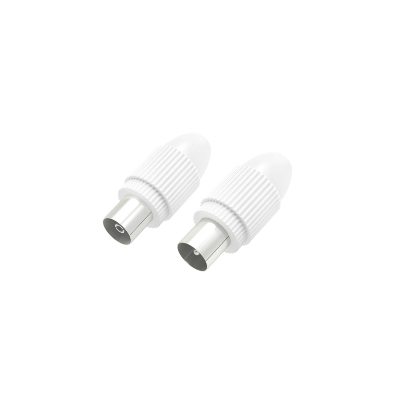 Kit de connecteurs coaxiaux Hama Essential - Mâle et femelle - Convient aux câbles de 5 à 7 mm² - Fixation par clip - Blanc