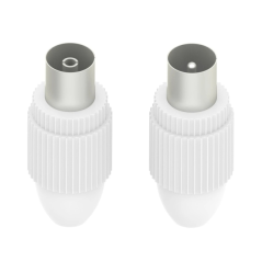 Kit de connecteurs coaxiaux Hama Essential - Mâle et femelle - Convient aux câbles de 5 à 7 mm² - Fixation par clip - Blanc