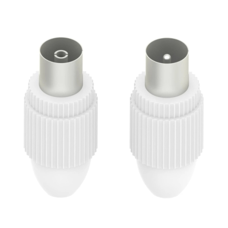 Kit de connecteurs coaxiaux Hama Essential - Mâle et femelle - Convient aux câbles de 5 à 7 mm² - Fixation par clip - Blanc