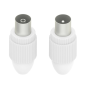 Kit de connecteurs coaxiaux Hama Essential - Mâle et femelle - Convient aux câbles de 5 à 7 mm² - Fixation par clip - Blanc
