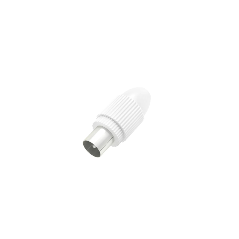 Connecteur coaxial mâle Hama Essential - Convient aux câbles de 5 à 7 mm² - Fixation par clip - Blanc