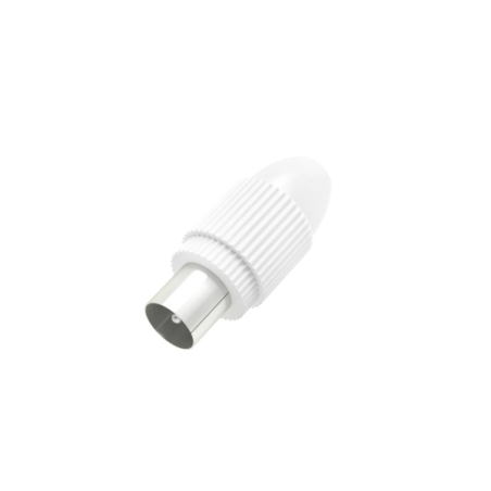 Connecteur coaxial mâle Hama Essential - Convient aux câbles de 5 à 7 mm² - Fixation par clip - Blanc