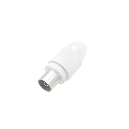 Connecteur coaxial femelle Hama Essential - Convient aux câbles de 5 à 7 mm² - Montage par clip - Blanc