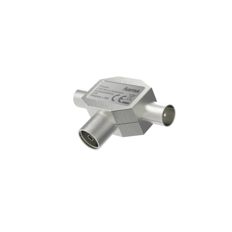 Répartiteur d'antenne Hama Essential - Connecteur coaxial femelle - Connecteur coaxial mâle x2 - Métal - Argent