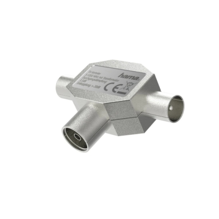 Répartiteur d'antenne Hama Essential - Connecteur coaxial femelle - Connecteur coaxial mâle x2 - Métal - Argent