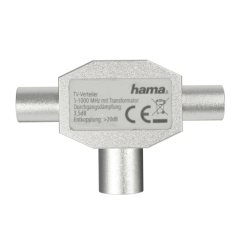 Répartiteur d'antenne Hama Essential - Connecteur coaxial femelle - Connecteur coaxial mâle x2 - Métal - Argent