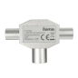 Répartiteur d'antenne Hama Essential - Connecteur coaxial femelle - Connecteur coaxial mâle x2 - Métal - Argent