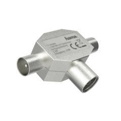 Répartiteur d'antenne Hama Essential - Connecteur coaxial femelle - Connecteur coaxial mâle x2 - Métal - Argent