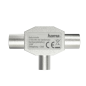 Répartiteur d'antenne Hama Essential - 2 connecteurs coaxiaux femelles - 1 connecteur coaxial mâle - Métal - Argent