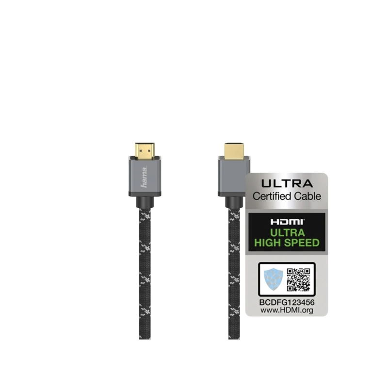 Câble HDMI 8K mâle Hama Prime - Longueur : 1 m - Certifié - Compatible eARC - Connecteurs plaqués or - Ethernet - Vitesse jusqu'