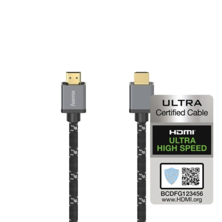 Câble HDMI 8K mâle Hama Prime - Longueur : 1 m - Certifié - Compatible eARC - Connecteurs plaqués or - Ethernet - Vitesse jusqu'