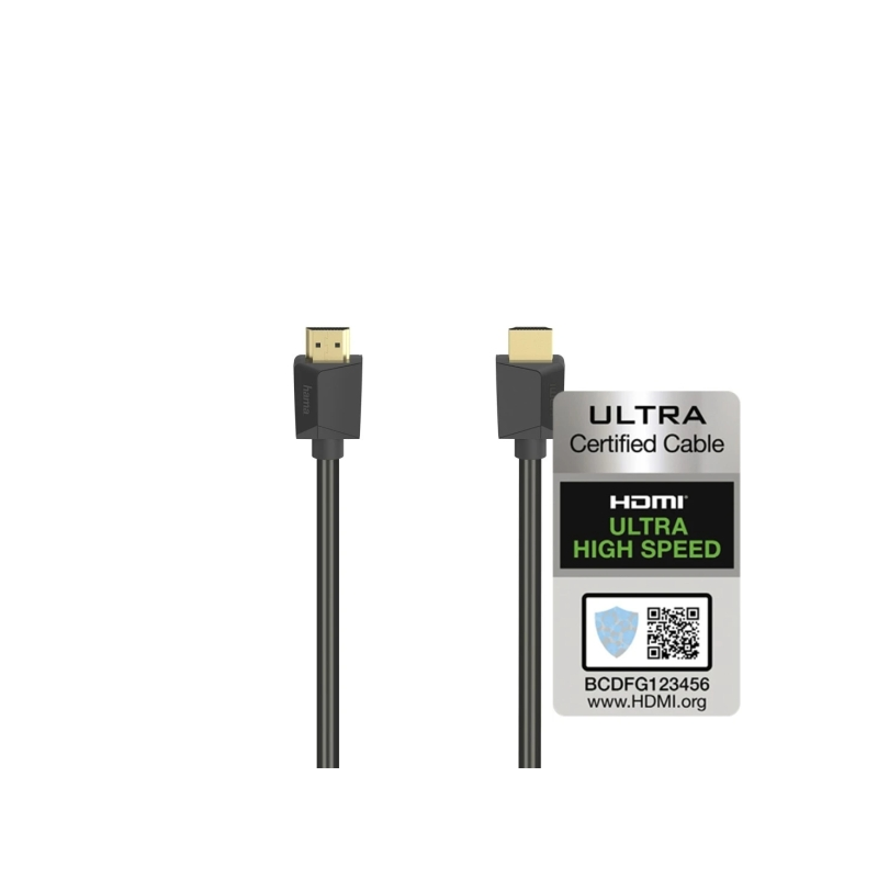 Câble HDMI 8K mâle Hama Essential - Longueur : 1 m - Certifié - Compatible eARC - Connecteurs plaqués or - Ethernet - Vitesse ju