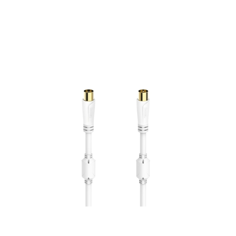 Câble coaxial Hama Essential pour antenne mâle/femelle - Longueur 0,75 m - Bornes plaquées or - Triple blindage - Atténuation de