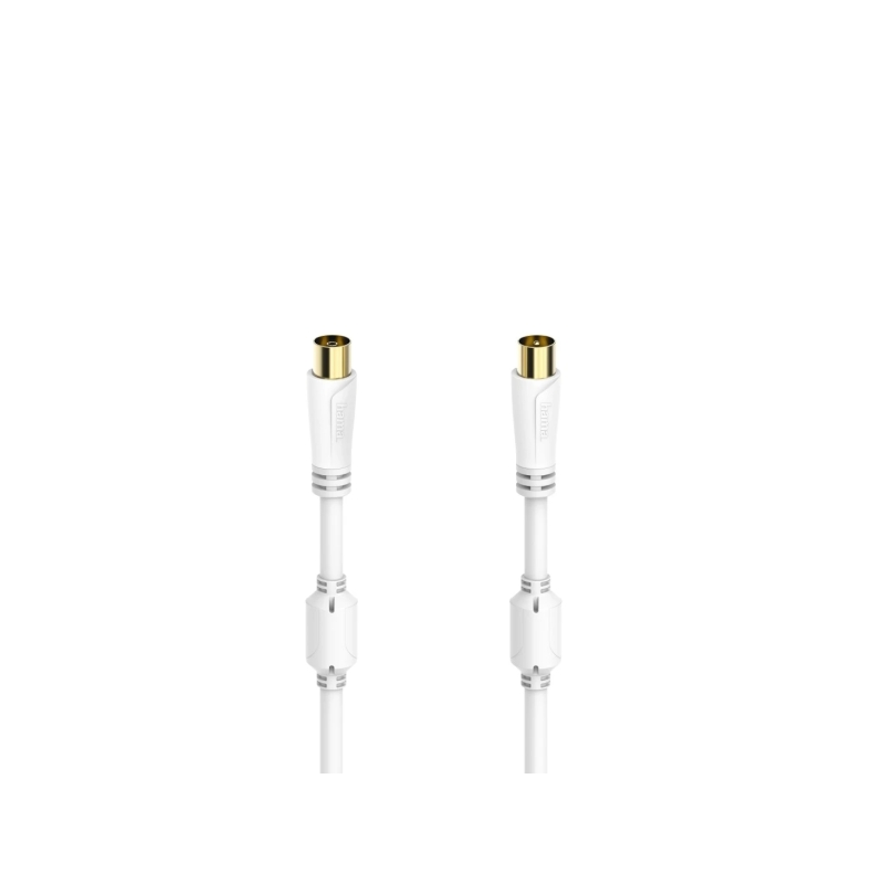 Câble coaxial Hama Essential pour antenne mâle/femelle - Longueur : 1,5 m - Bornes plaquées or - Triple blindage - Atténuation :