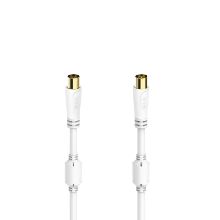 Câble coaxial Hama Essential pour antenne mâle/femelle - Longueur : 1,5 m - Bornes plaquées or - Triple blindage - Atténuation :