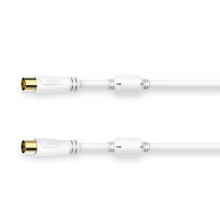 Câble coaxial Hama Essential pour antenne mâle/femelle - Longueur : 1,5 m - Bornes plaquées or - Triple blindage - Atténuation :