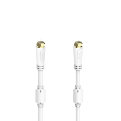 Câble d'antenne coaxial Hama Essential - Longueur 1,5 m - Bornes plaquées or - Connecteur F mâle - Triple blindage - Atténuation